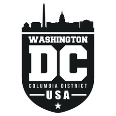 Poster - Washington DC USA Badge. Vector Stamps City Skyline. Seal Cut File Design.