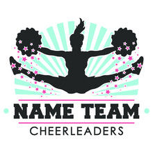 Cheerleader Logo Team. Vector Design Illustration. Cheer Jump Art.