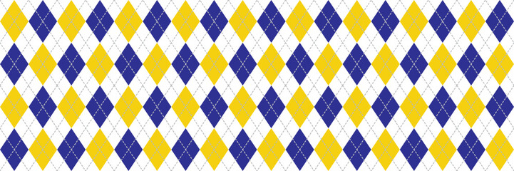 Canvas Print - Navy Blue and Yellow Argyle Background