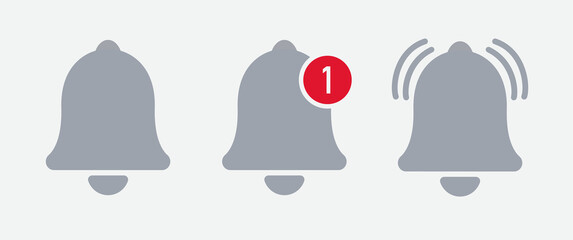 Leinwandbilder - Notification bell icon for incoming inbox message. Vector ringing bell and notification number sign for alarm clock and smartphone application alert