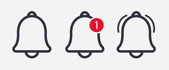 Leinwandbilder - Message notification bell vector line icon for incoming inbox
