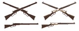 Fototapeta Kosmos - Winchester rifle retro icon. Wild west vintage weapon sign. Vector western illustration