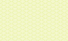 Traditional Japanese Style Wave Crest Pattern Seigaiha. Chartreuse Colored Layered Concentric Circle Seamless Pattern.