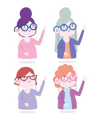 Poster - characters women with glasses avatar female icons