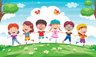 Wall Mural - Happy Little Children Having Fun