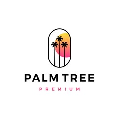 Wall Mural - palm tree sunset logo vector icon illustration