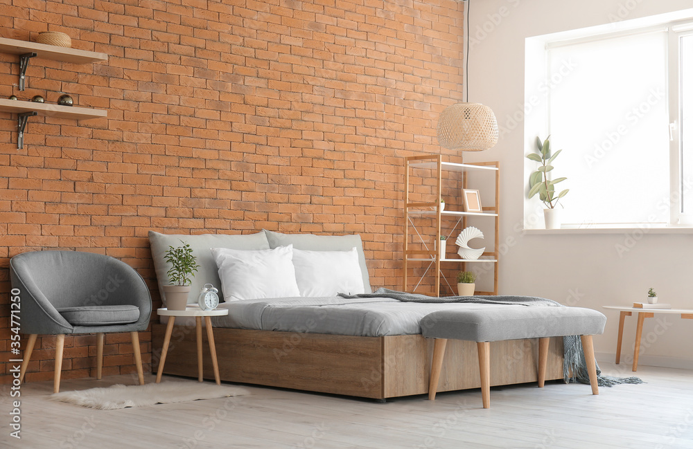 Stylish interior of modern bedroom