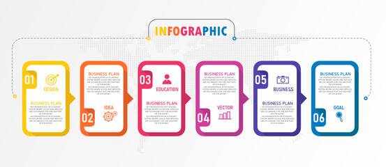 Wall Mural - illustration Can be used for process, presentations, layout, banner,info graph There are 6 steps or layers.