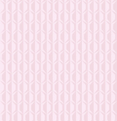 Seamless pattern with 3d color effect. Optical illusion effect. Trapezoid and striped lines op art element in pale pink color. Vector illustration. Idea for printing on fabric or wallpaper.