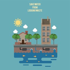 Wall Mural - Save water from lodging waste