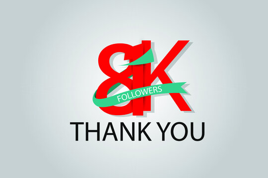 81K, 81.000 Thank you followers social media. Red logo with Tosca ribbon. For Social Medias, internet ads - Vector