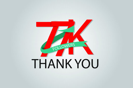 77K, 77.000 Thank you followers social media. Red logo with Tosca ribbon. For Social Medias, internet ads - Vector