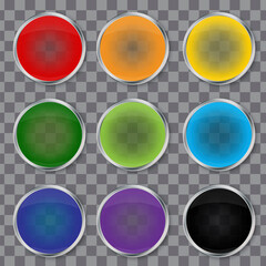 Wall Mural - color cool button. set of glossy, shiny badges. vector image.