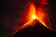 Leinwandbild Motiv Night eruption of the volcano of fire, Guatemala