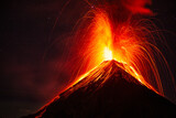 Night eruption of the volcano of fire, Guatemala