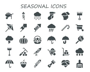 Poster - Modern Simple Set of seasonal Vector filled Icons