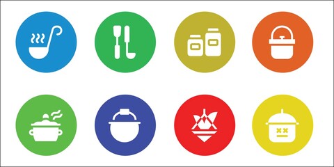 Sticker - saucepan icon set