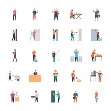 Construction People Flat Icons 