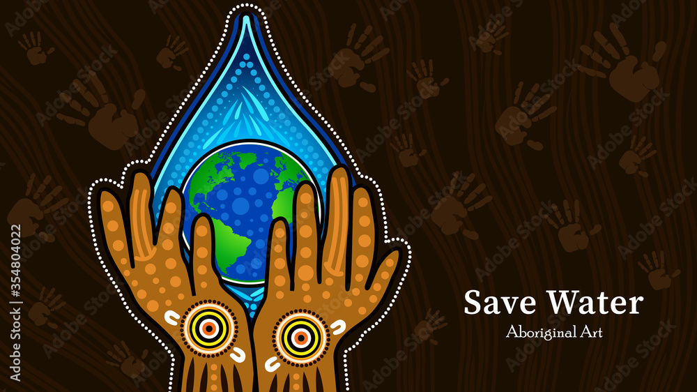 Aboriginal art dot painting on save water Stock Vector | Adobe Stock