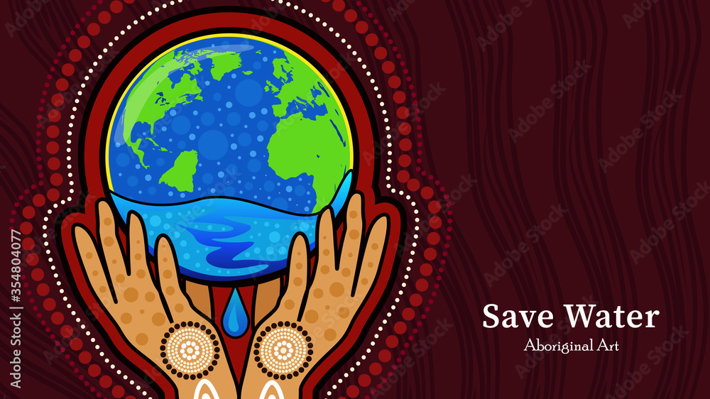 Aboriginal art dot painting on save water Stock Vector | Adobe Stock