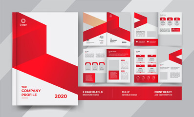 Wall Mural - 8 Pages creative business brochure with modern abstract design. Use its business presentations and multi-purpose design	
