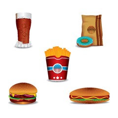 Wall Mural - Collection of fast food items