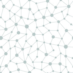 Neural network seamless pattern. Neural network of nodes and connections. Vector illustration on white background