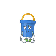 Sticker - Blue sand bucket Caricature design picture showing worried face