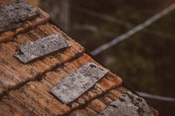 Sticker - Closeup shot of a brown tile roof