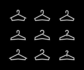 Vector hanger icon set isolated on black background