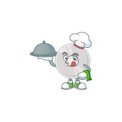 Wall Mural - A compact disk chef cartoon mascot design with hat and tray