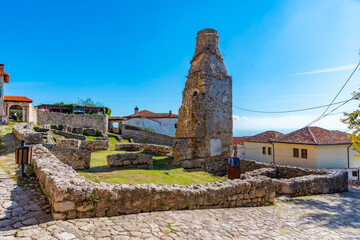 Wall Mural - Ruins of Fatih Sultan Mehmet mosque at grounds of Kruja castle in Albania