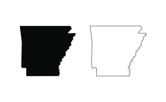 arkansas state silhouette, line style. america illustration, american vector outline isolated on whi