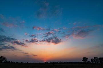 Wall Mural - Colorful of clouds and blue sky with sun set for nature textured background