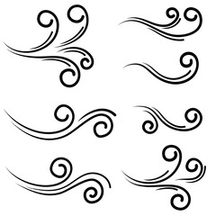 Wall Mural - hand drawn wind gust isolated on a white background. Doodle vector illustration.