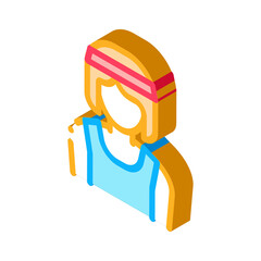 Sticker - Female Athlete Sportsman Icon Vector. Isometric Female Athlete Sportsman sign. color isolated symbol illustration