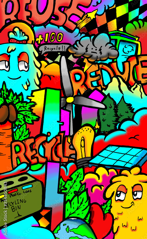 Recycle Reduce Reuse Illustration Poster  