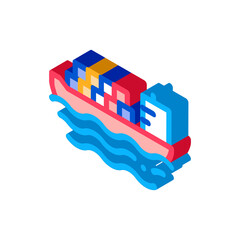 Poster - Cargo Ship At Sea Icon Vector. Isometric Cargo Ship At Sea sign. color isolated symbol illustration