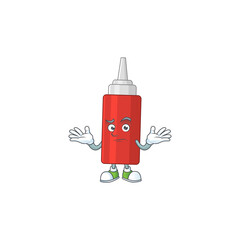 Poster - A cartoon image of sauce bottle in smirking face