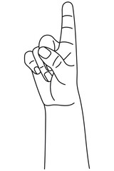 Wall Mural - index finger as number one, hand gesture. concept of finger counting. vector illustration in outline