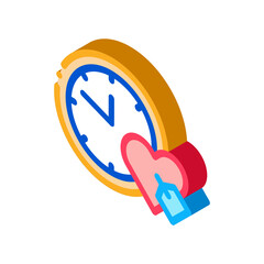 Poster - Clock Time Heart Icon Vector. Isometric Clock Time Heart sign. color isolated symbol illustration