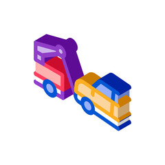 Wall Mural - Towing Broken Car Icon Vector. Isometric Towing Broken Car sign. color isolated symbol illustration