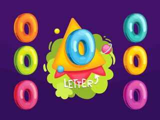 Sticker - Cartoon letter O. Kids color illustration