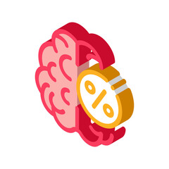 Poster - Brain Percentage Icon Vector. Isometric Brain Percentage isometric sign. color isolated symbol illustration