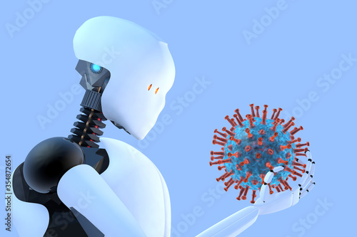 Cuadros en Lienzo Robotic touch to virus examination and research for cure