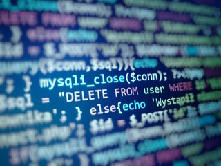 blue code screen. software development background. coding concept.