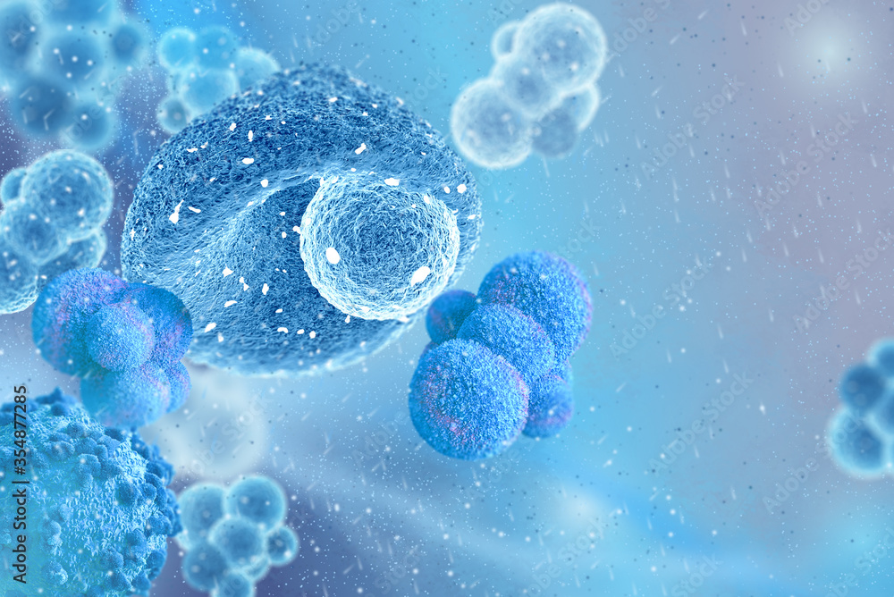 Medical abstract background, microscopic cells in the process of ...