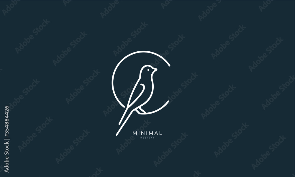 A line art icon logo of a Bird inside a letter C Stock Vector | Adobe Stock