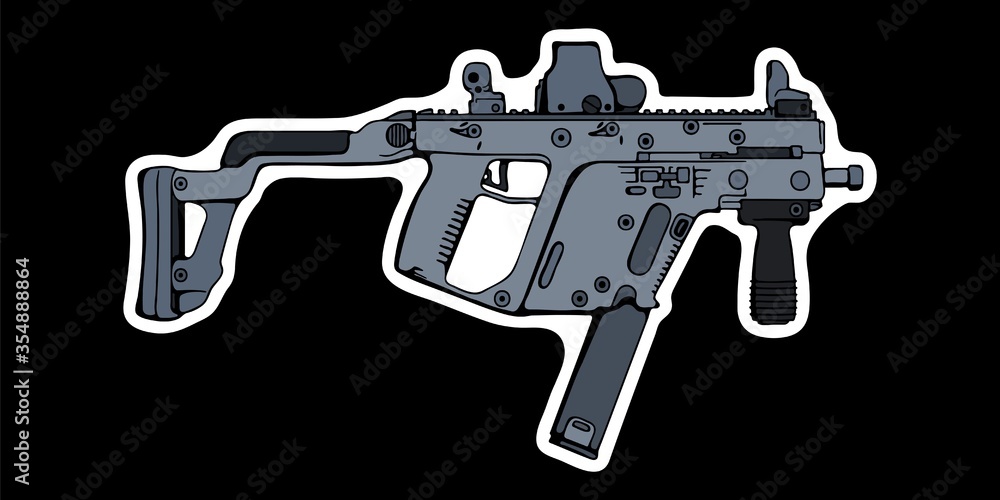 Modern submachine gun. Vector illustration Stock Vector | Adobe Stock