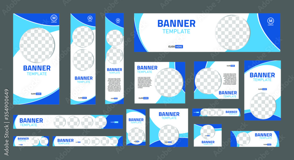 set of creative web banners of standard size with a place for photos ...